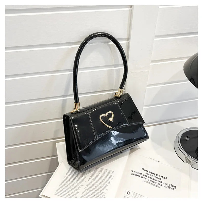Patent PU Leather Underarm Shoulder Bag for Women Totes Handbag