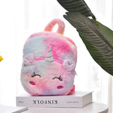 Unicorn Print Backpack for Girls Mini Plush Schoolbag