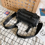 Unisex Cylinder Crossbody Bag PU Leather Shoulder Messenger Handbag
