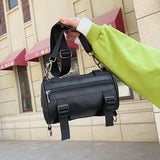 Unisex Cylinder Crossbody Bag PU Leather Shoulder Messenger Handbag
