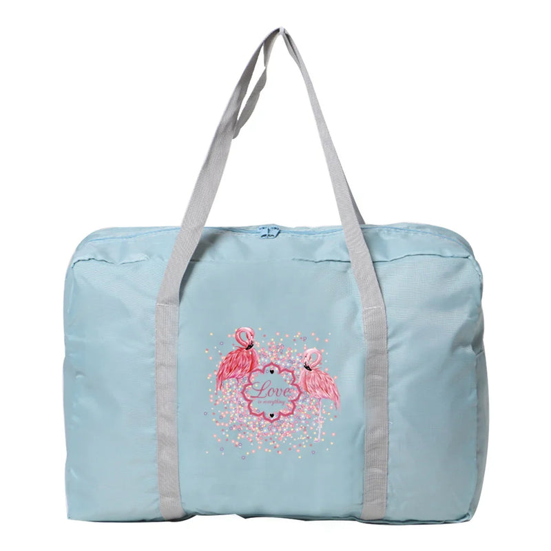Flamingo Print Zipper Luggage Bag for Yoga and Travel