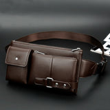 Unisex Waist Pack Belt Bag Solid PU Leather Fanny Pack