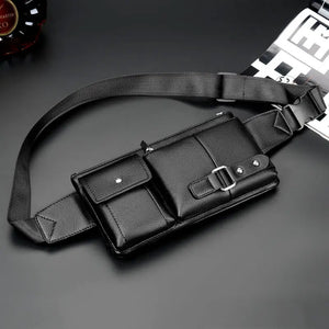 Unisex Waist Pack Belt Bag Solid PU Leather Fanny Pack