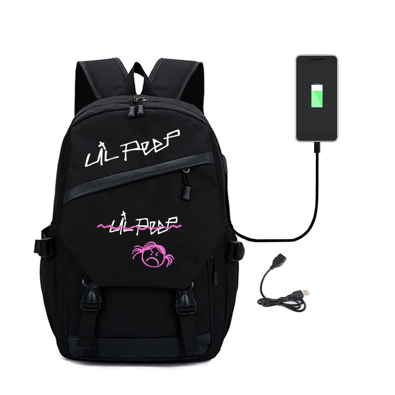 Canvas Laptop Backpack for Girls with USB Port