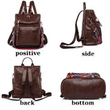 Textured PU Fabric Backpack Large Capacity Anti Theft School Bag