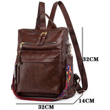 Textured PU Fabric Backpack Large Capacity Anti Theft School Bag