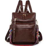 Textured PU Fabric Backpack Large Capacity Anti Theft School Bag