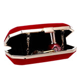 Small Red Velvet Clutch Bag with Shoulder Chain - Party Purse