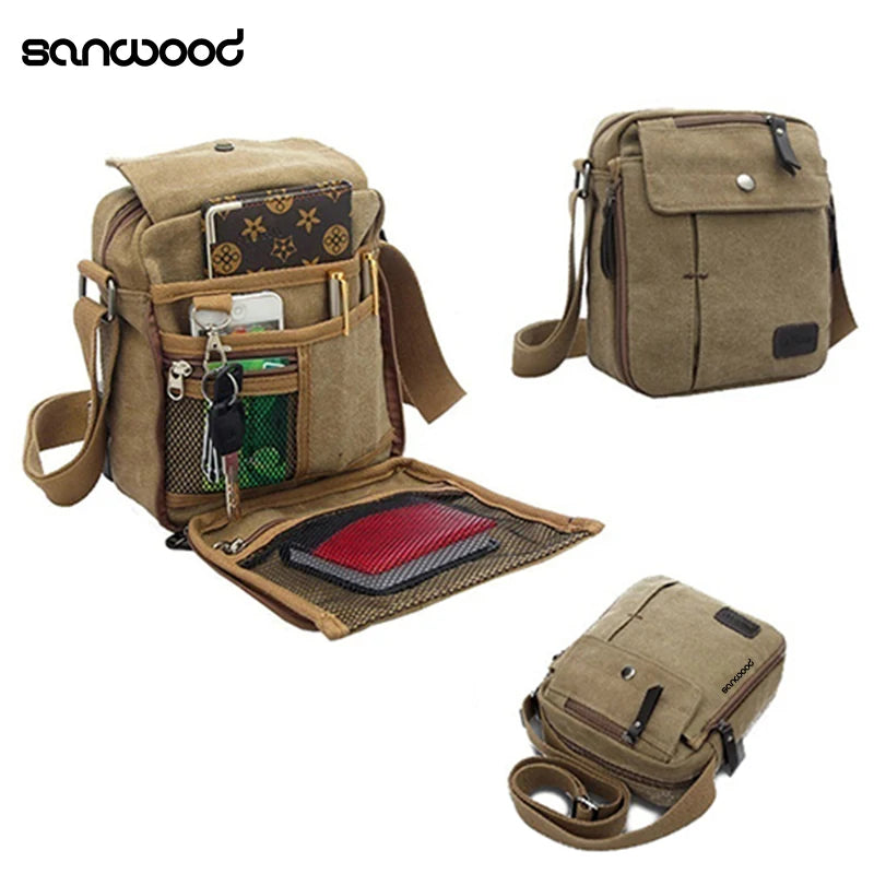 Vintage Canvas Travel Satchel Messenger Shoulder Bag