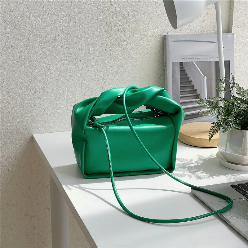 Vintage Green Crossbody Bag Women PU Leather Tote