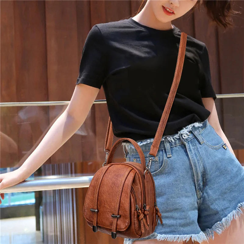 Vintage Crossbody Shoulder Bag Retro PU Leather Handbag Small Pack