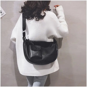 Vintage Hobos Pocket Bags Women Shoulder Bag PU Leather Letters Crossbody Bags