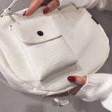 Vintage Hobos Pocket Bags Women Shoulder Bag PU Leather Letters Crossbody Bags