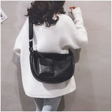 Vintage Hobos Pocket Bags Women Shoulder Bag PU Leather Letters Crossbody Bags