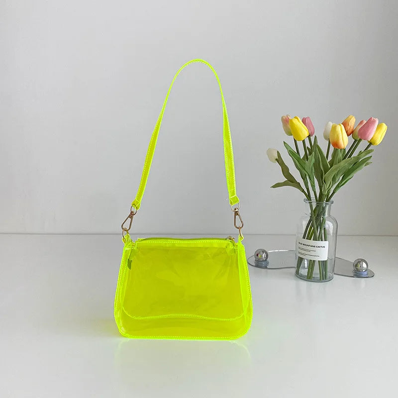 Vintage Jelly Clear Underarm Bag Women Shoulder Purse