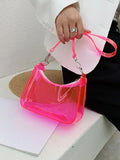 Vintage Ladies Jelly Clear Underarm Bag Casual Women Handbag
