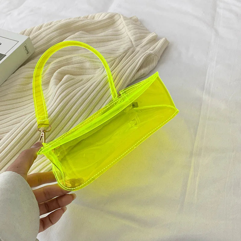 Vintage Jelly Clear Underarm Bag Women Shoulder Purse