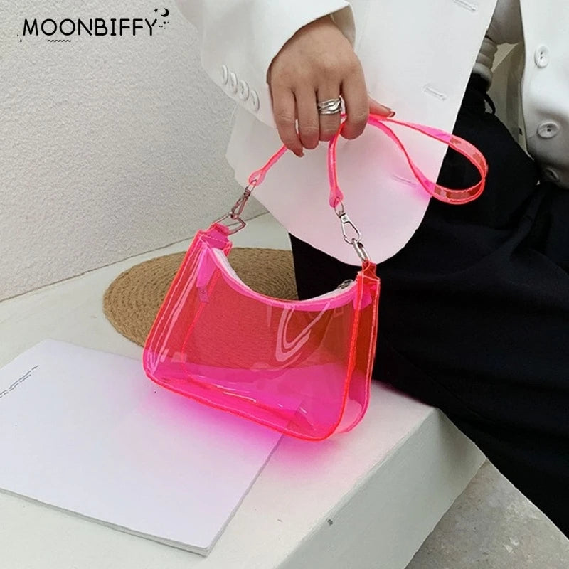 Vintage Clear Jelly Underarm Bag Women Handbag