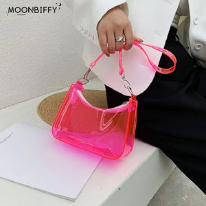 Vintage Clear Jelly Underarm Bag Women Handbag