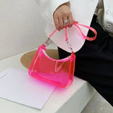 Vintage Jelly Clear Underarm Bag Women Hobos Handbags Purse