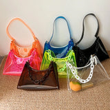 Vintage Clear Jelly Underarm Bag Women Handbags Purse Shoulder Bag