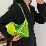 Vintage Clear Jelly Underarm Bag Women Handbags Purse Shoulder Bag