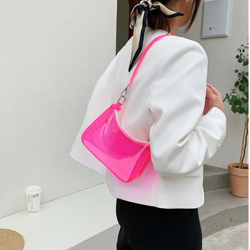 Vintage Clear Underarm Bag Women Handbag Cell Phone Shoulder Purse