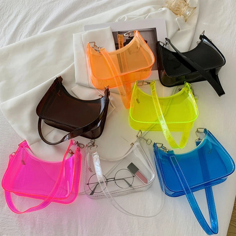 Vintage Clear Underarm Bag Women Handbag Cell Phone Shoulder Purse