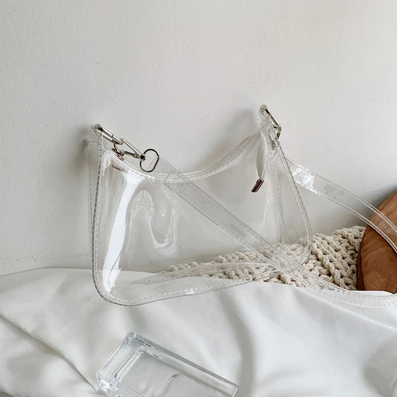 Vintage Clear Underarm Bag Women Hobos Handbags Purse