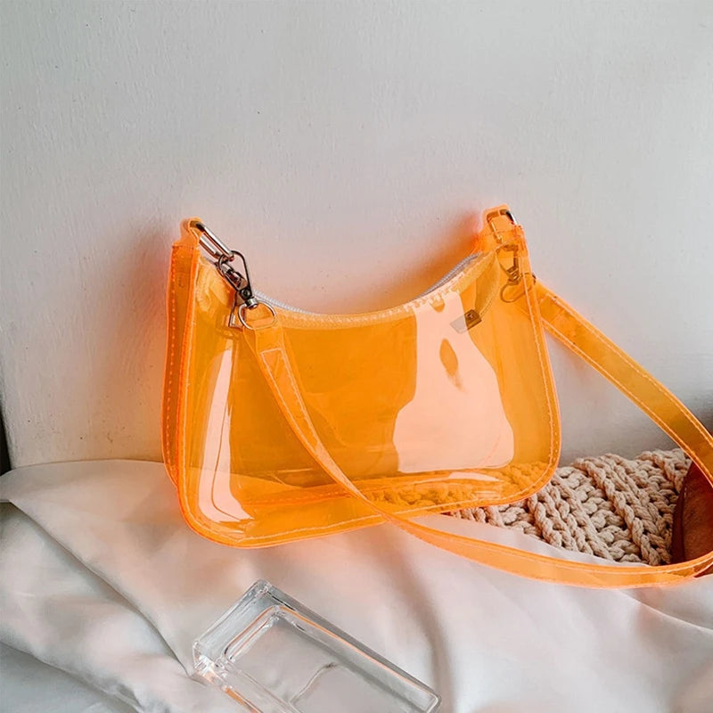 Vintage Clear Underarm Bag Women Hobos Handbags Purse