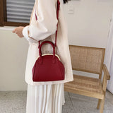 Vintage Leech PU Leather Lock Shell Bag Women Shoulder Handbag
