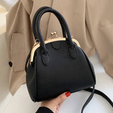 Vintage Leech PU Leather Lock Shell Bag Women Shoulder Handbag