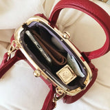 Vintage Leech PU Leather Lock Shell Bag Women Shoulder Handbag