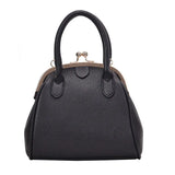 Vintage Leech PU Leather Lock Shell Bag Women Shoulder Handbag