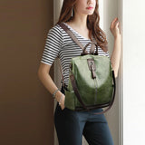 Vintage PU Leather Backpacks Women Big Capacity Travel Bookpack