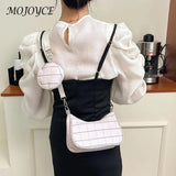 Vintage Plaid Shoulder Bags and Mini Round Purse Set