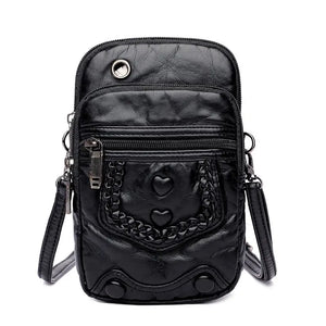 Vintage Shoulder Bags Women Washed PU Leather Crossbody Bag Phone Purse