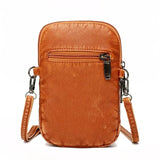 Vintage Shoulder Bags Women Washed PU Leather Crossbody Bag Phone Purse