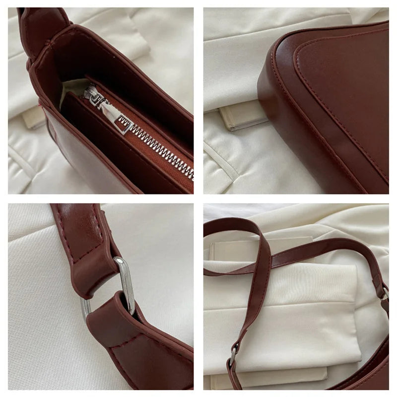 Vintage Shoulder Bags PU Leather Underarm Messenger Bag Purse Female H