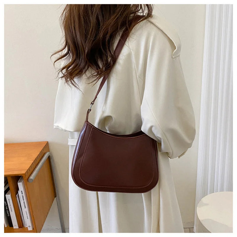 Vintage Shoulder Bags PU Leather Underarm Messenger Bag Purse Female H