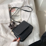 Vintage Woman Shoulder Bag PU Leather Print Pattern Ladies Small Square Bag