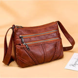 Vintage Women Shoulder Bag Soft Pu Leather Crossbody Bag Brown