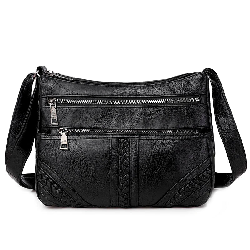 Vintage Women Shoulder Bag Soft Pu Leather Crossbody Bag Brown