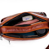 Vintage Women Shoulder Bag Soft Pu Leather Crossbody Bag Brown