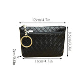 Vintage Woven Leather Coin Purse Zip Wallet Key Holder Small Money Bag