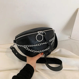Stone Pattern PU Leather Fanny Pack Waist Bag for Women