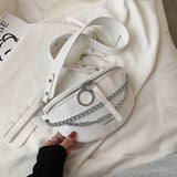 Stone Pattern PU Leather Fanny Pack Waist Bag for Women