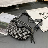 Leather Fanny Pack Rhinestone Female Belt Bag