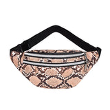 Snakeskin Waist Bag Fanny Pack Running Belt Pouch PU Chest Bag