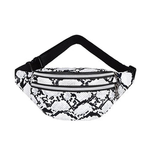 Snakeskin Waist Bag Fanny Pack Running Belt Pouch PU Chest Bag